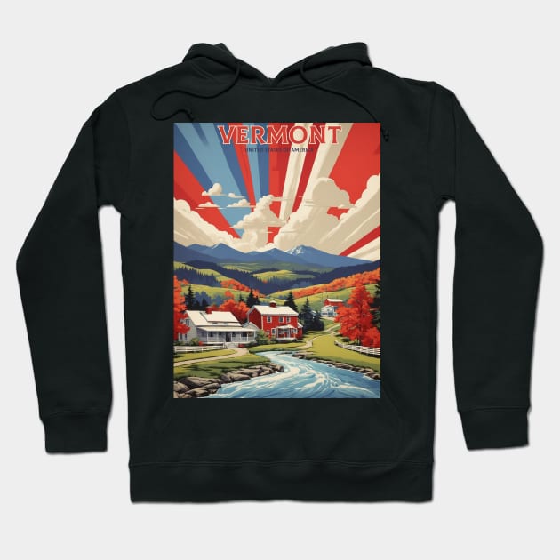 Vermont United States of America Tourism Vintage Poster Hoodie by TravelersGems
